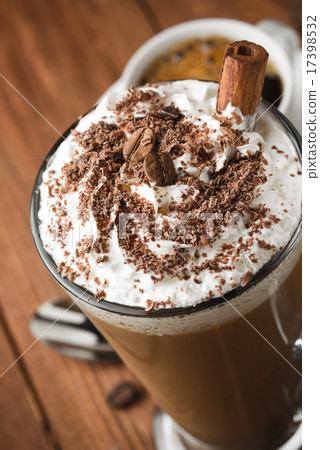 cup of coffee on wood 17398532