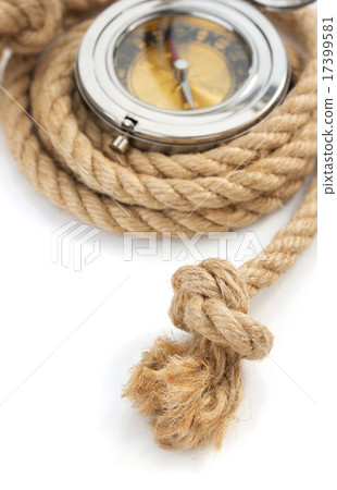 ship rope and compass isolated on white ship rope and compass isolated on white 17399581