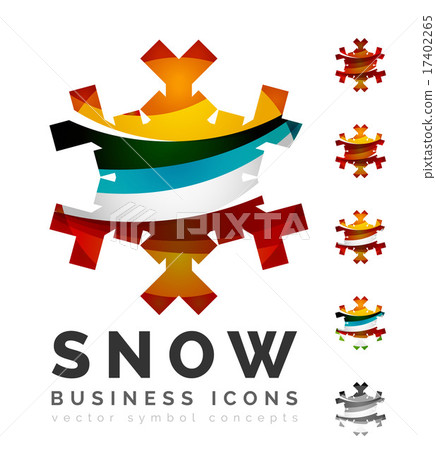 Set of abstract colorful snowflake logo icons, winter concepts, clean modern geometric design 17402265