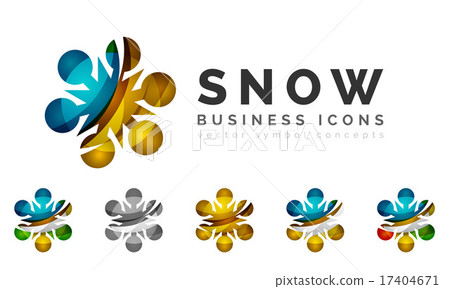Set of abstract colorful snowflake logo icons, winter concepts, clean modern geometric design Set of abstract colorful snowflake logo icons, winter concepts, clean modern geometric design 17404671