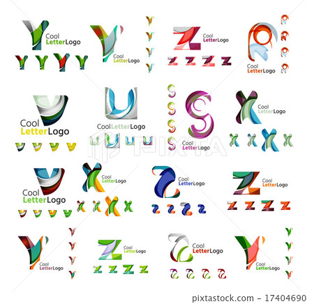 Set of colorful abstract letter corporate logos created with overlapping flowing shapes. Universal Set of colorful abstract letter corporate logos created with overlapping flowing shapes. Universal 17404690