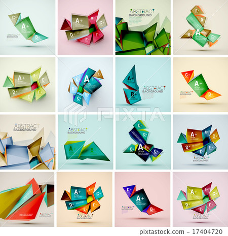 Set of triangle geometric 3d forms. Modern info banner abstract backgrounds 17404720