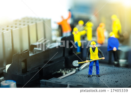 Team of engineers repairing circuit mother board. 17405339