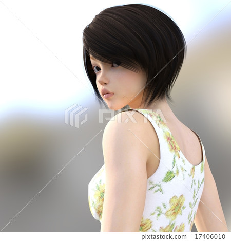 一個女人轉身perming3DCG插圖素材 17406010