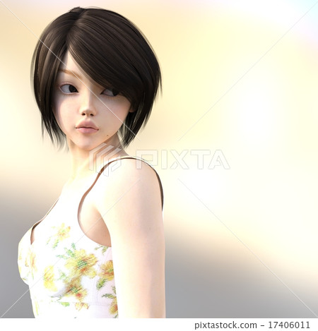 一個女人轉身perming3DCG插圖素材 17406011