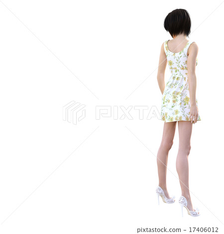 一個女人轉身perming3DCG插圖素材 17406012