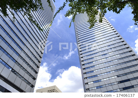 Twin tower and tree shade Twin tower and tree shade 17406137