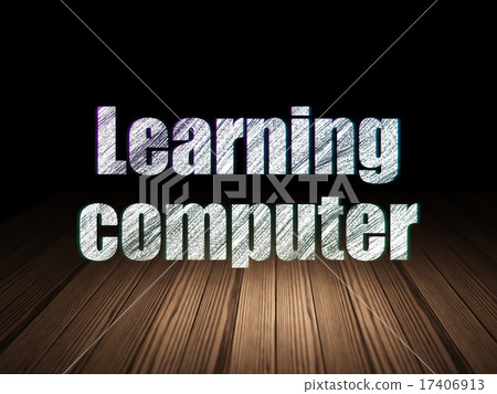 Learning concept: Learning Computer in grunge dark room 17406913
