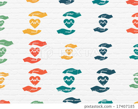 Insurance concept: Health Insurance icons on wall background 17407185