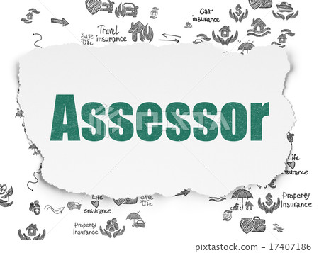 Insurance concept: Assessor on Torn Paper background 17407186