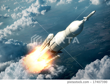 Space Launch System Flying Over The Clouds Space Launch System Flying Over The Clouds 17407390