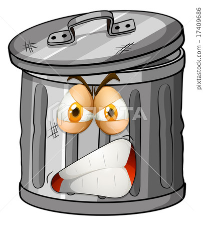 Trashcan with angry face 17409686