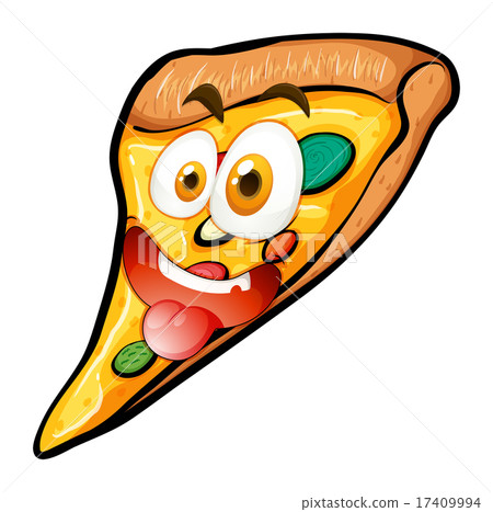 Pizza with face on white 17409994
