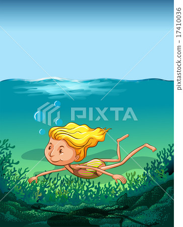 Girl swimming in ocean 17410036