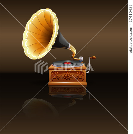 Retro grammophone with record 17410485