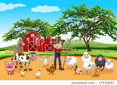 Farmer and many animals Farmer and many animals 17410643