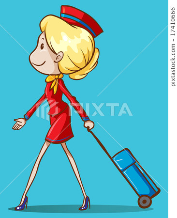 Flight attendant with luggage Flight attendant with luggage 17410666