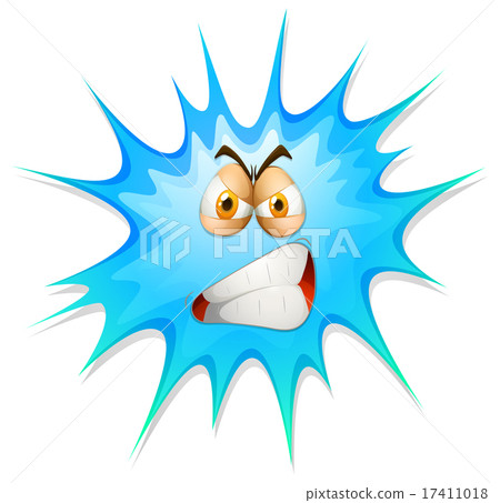 Angry face on blue splash 17411018