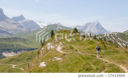 Hiker, young woman with backpack 17413989