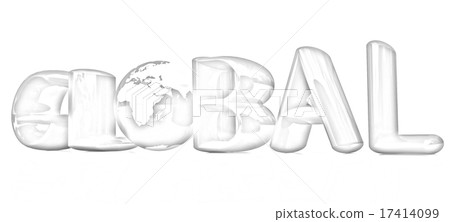 3d text "Global" with globe. 17414099