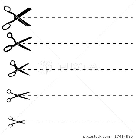 Set of scissors cutting contour Set of scissors cutting contour 17414989