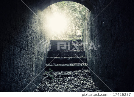 Abandoned empty dark concrete tunnel interior Abandoned empty dark concrete tunnel interior 17416287