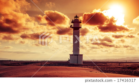 lighthouse at El Fangar, in the Ebro Delta, Spain lighthouse at El Fangar, in the Ebro Delta, Spain 17416317