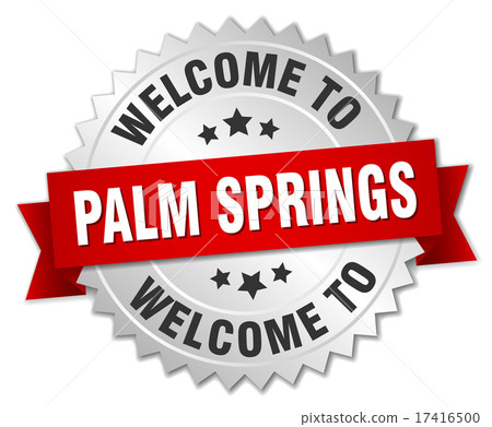 Palm Springs 3d silver badge with red ribbon 17416500