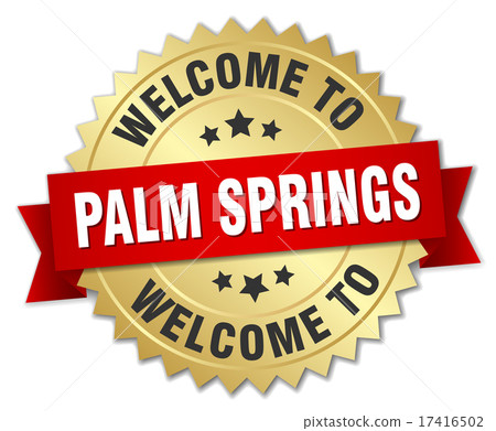 Palm Springs 3d gold badge with red ribbon 17416502
