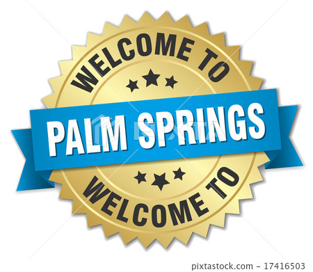 Palm Springs 3d gold badge with blue ribbon 17416503