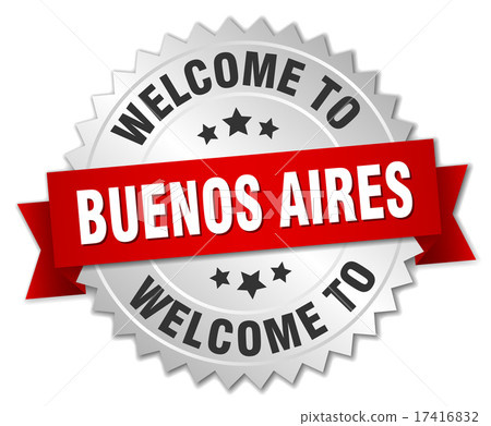 Buenos Aires 3d silver badge with red ribbon Buenos Aires 3d silver badge with red ribbon 17416832