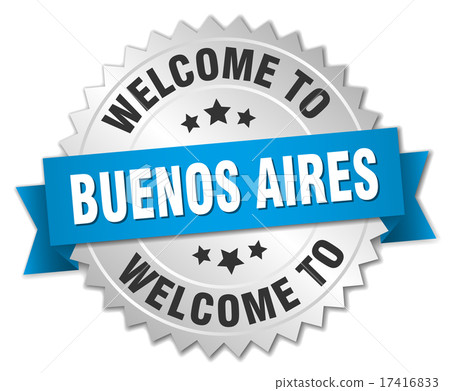 Buenos Aires 3d silver badge with blue ribbon 17416833