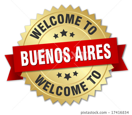 Buenos Aires 3d gold badge with red ribbon Buenos Aires 3d gold badge with red ribbon 17416834
