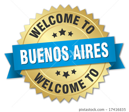 Buenos Aires 3d gold badge with blue ribbon Buenos Aires 3d gold badge with blue ribbon 17416835
