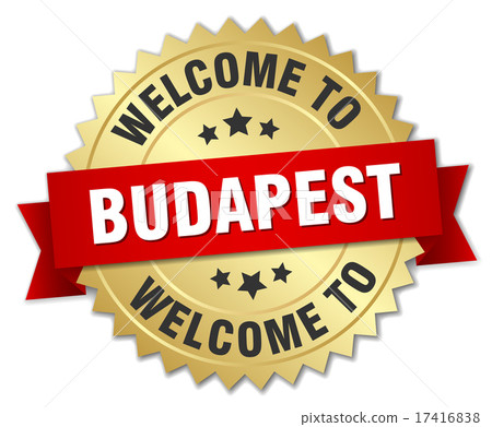Budapest 3d gold badge with red ribbon Budapest 3d gold badge with red ribbon 17416838