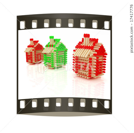 Log houses from matches. Film strip 17417776