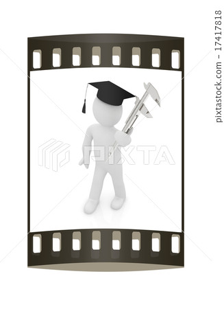 3d man with vernier caliper. Film strip 17417818