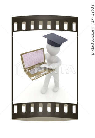 3d man and laptop. The film strip 3d man and laptop. The film strip 17418038