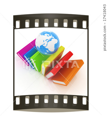 Colorful books and earth. The film strip Colorful books and earth. The film strip 17418043
