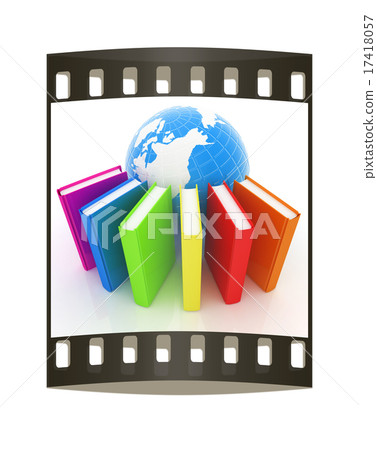 Colorful books and earth. The film strip 17418057
