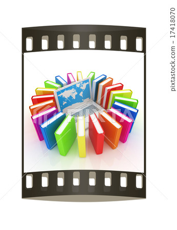 Laptop and books. The film strip Laptop and books. The film strip 17418070