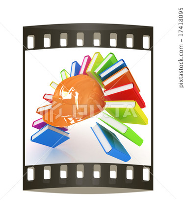 Colorful books and hard hat. The film strip Colorful books and hard hat. The film strip 17418095