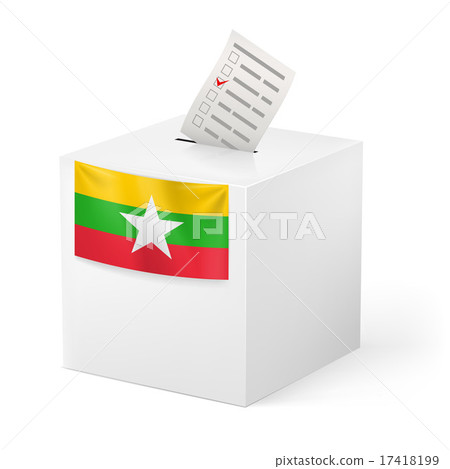 Ballot box with voting paper. Union of Myanmar 17418199