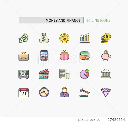 Flat Thin Line Icons of Money and Finance Flat Thin Line Icons of Money and Finance 17420334