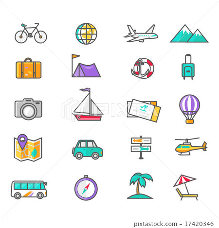Set Thin Lines Icons of Traveling Set Thin Lines Icons of Traveling 17420346