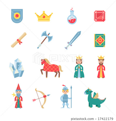 Medieval games symbols flat icons set 17422179