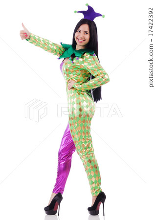 Woman clown isolated on white 17422392