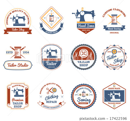 Tailor shop original labels icons set 17422596