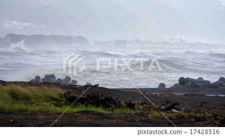 Typhoon wave splash high wave 17428516