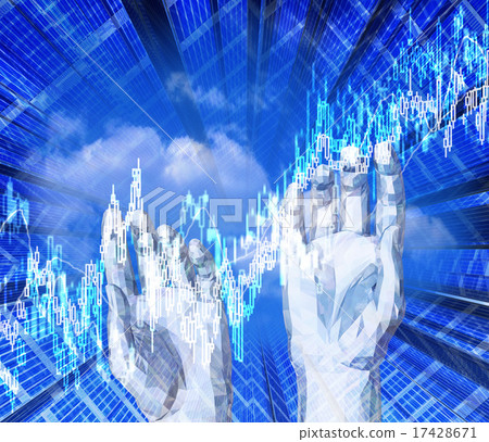 Operate the image of the Nikkei average chart with both hands 17428671